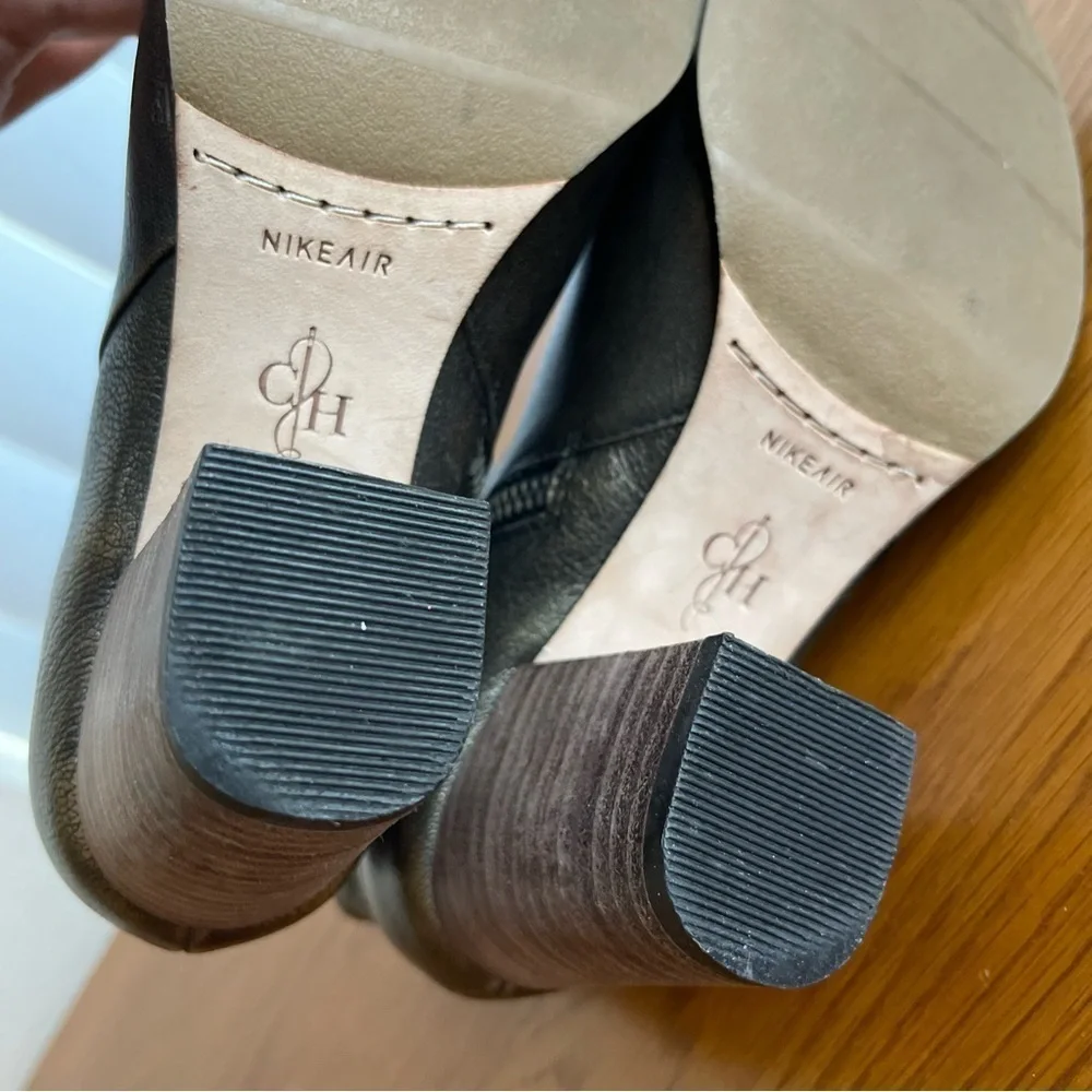 Cole Haan Cassidy Leather Ankle Bootie Black Metallic Bronze Brush Size 5